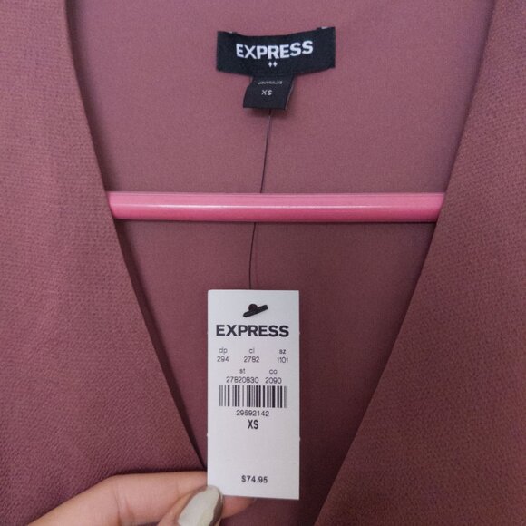 Express XS Womens Cocktail Dress - NEW (Dusty Pink/Rose V-Neck Wrap Dress) - Picture 4 of 6